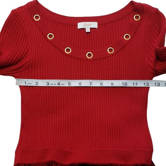 Candie’s Red Knit Flared Sweater Dress Medium - Picture 8 of 14